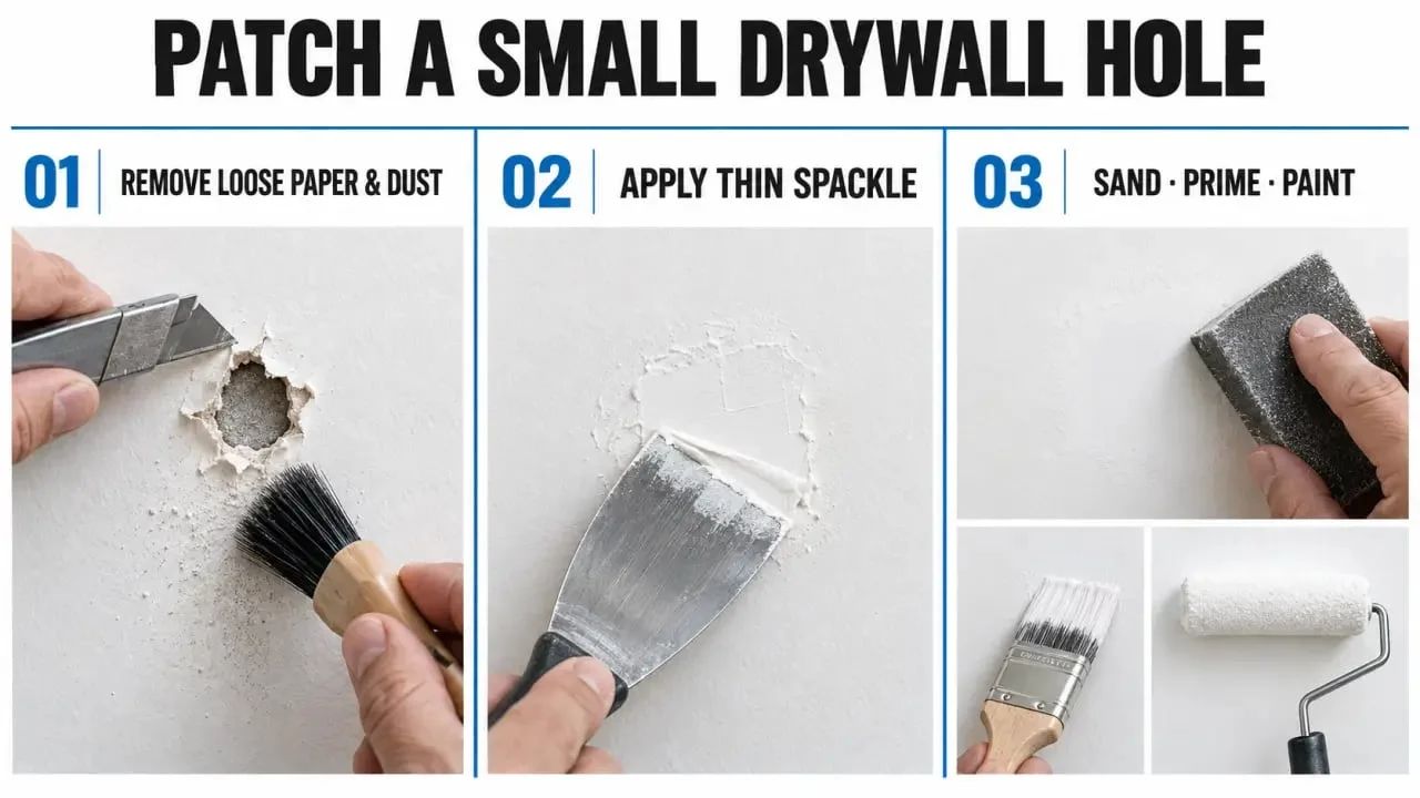 Simple home repairs: sequence for patching a small drywall hole
