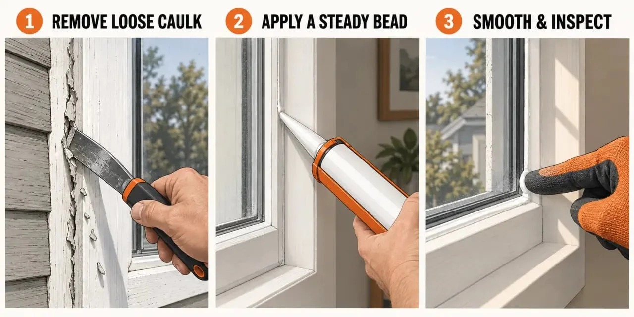 Simple home repairs: sealing a draft around a window with caulk